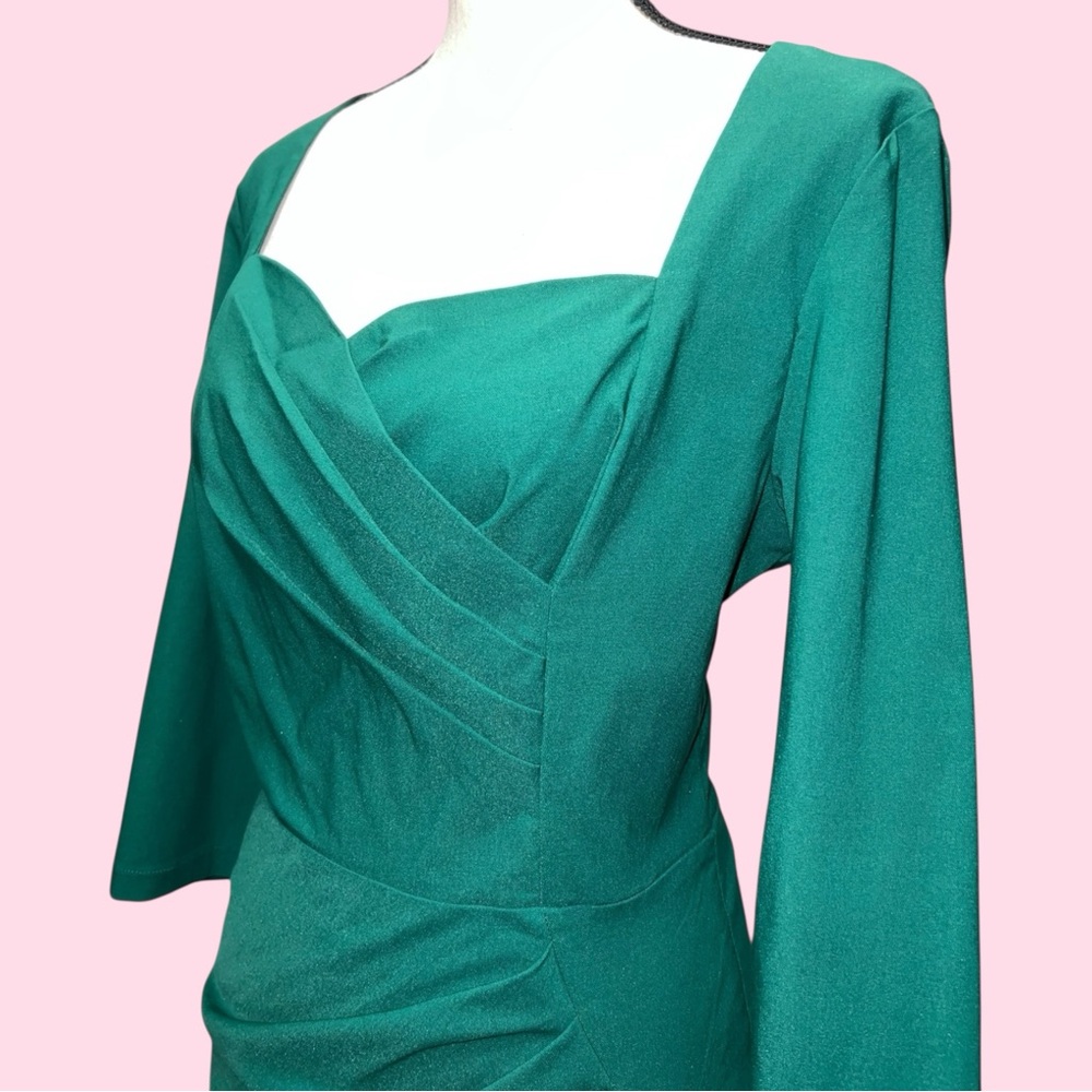 Retro Green Ruched Cocktail Dress NWT